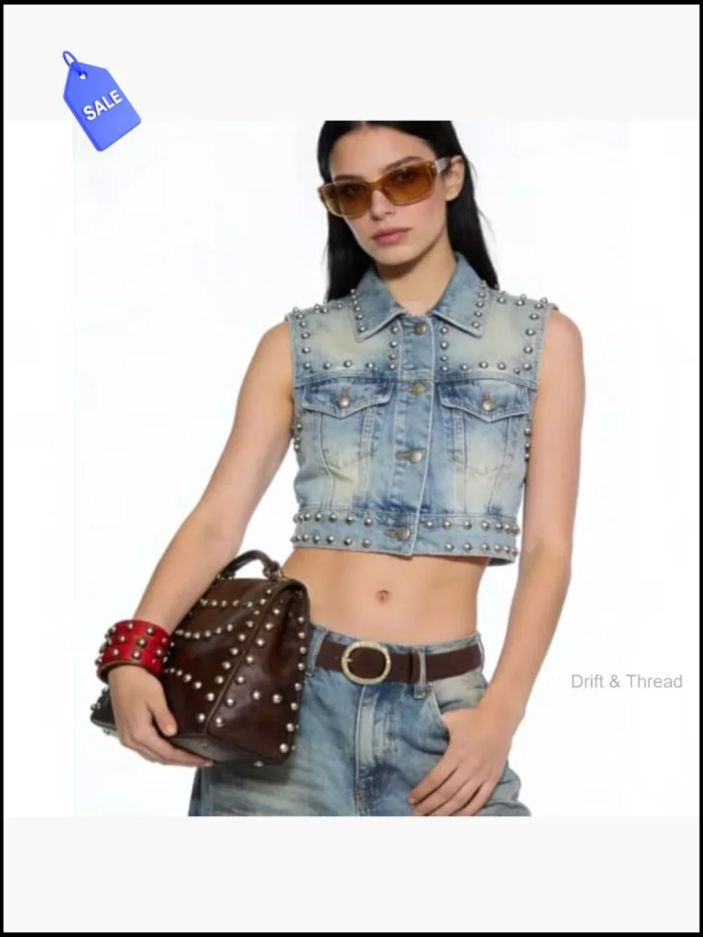 Vintage Chunky Western Faux Leather Belt with Retro Metal Oval Buckle